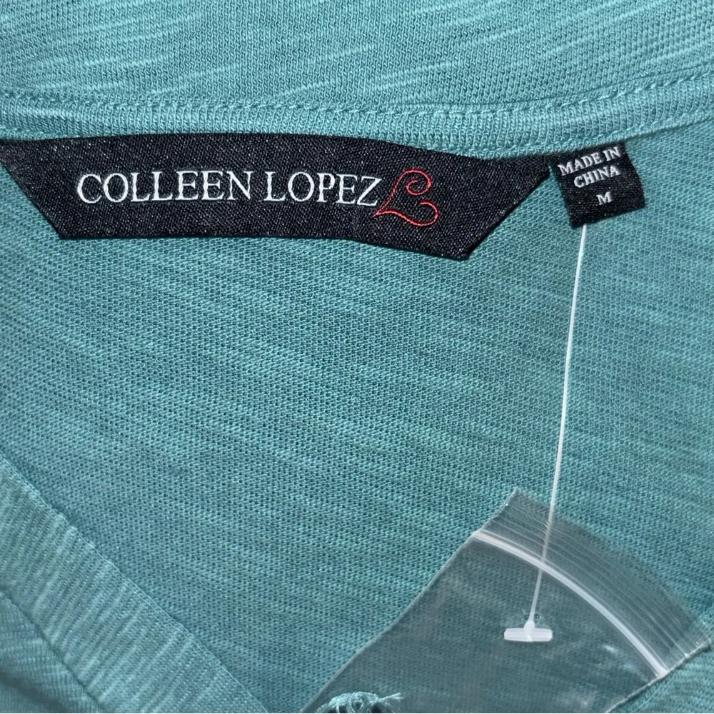 Colleen Lopez Green Cap Sleeve Boxy Button Down Shirt - Picture 5 of 8